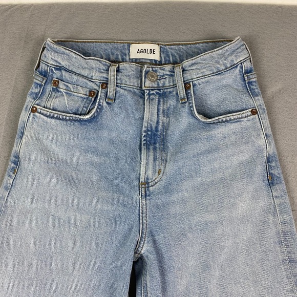Agolde Womens Jeans Size 24 Ren High Rise Wide Leg Cropped light wash raw - Picture 2 of 15